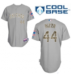 Men's Majestic Chicago Cubs #44 Anthony Rizzo Authentic Grey USMC Cool Base MLB Jersey