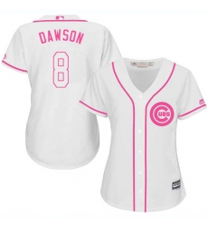 Women's Majestic Chicago Cubs #8 Andre Dawson Authentic White Fashion MLB Jersey