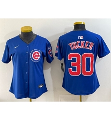 Women's Chicago Cubs #30 Kyle Tucker Royal 'Ryne Sandberg Tribute' Vapor Limited V3 Stitched Baseball Jersey(Run Small)