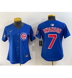 Youth Chicago Cubs #7 Dansby Swanson Royal 'Ryne Sandberg Tribute' Vapor Limited V2 Stitched Baseball Jersey