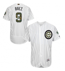 Men's Majestic Chicago Cubs #9 Javier Baez Authentic White 2016 Memorial Day Fashion Flex Base MLB Jersey