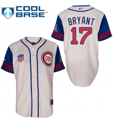 Men's Majestic Chicago Cubs #17 Kris Bryant Authentic Cream/Blue 1942 Turn Back The Clock MLB Jersey