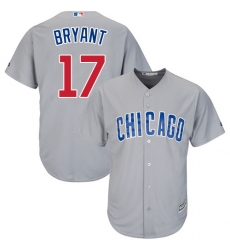 Youth Majestic Chicago Cubs #17 Kris Bryant Authentic Grey Road Cool Base MLB Jersey