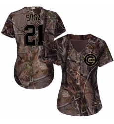Women's Majestic Chicago Cubs #21 Sammy Sosa Authentic Camo Realtree Collection Flex Base MLB Jersey