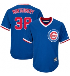 Youth Majestic Chicago Cubs #38 Mike Montgomery Replica Royal Blue Cooperstown Cool Base MLB Jersey