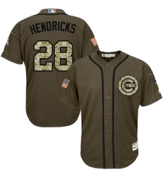 Youth Majestic Chicago Cubs #28 Kyle Hendricks Authentic Green Salute to Service MLB Jersey
