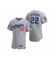 Men's Los Angeles Dodgers #22 Clayton Kershaw Nike Gray 2020 World Series Authentic Road Jersey