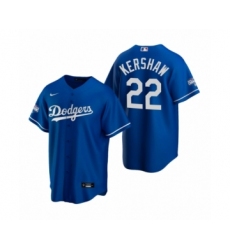 Men's Los Angeles Dodgers #22 Clayton Kershaw Royal 2020 World Series Champions Replica Jersey