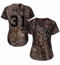 Women's Majestic Los Angeles Dodgers #31 Mike Piazza Authentic Camo Realtree Collection Flex Base MLB Jersey