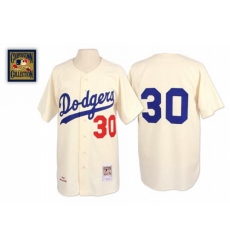 Men's Mitchell and Ness 1962 Los Angeles Dodgers #30 Maury Wills Authentic Cream Throwback MLB Jersey