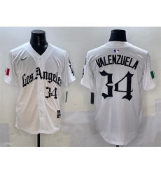 Men's Los Angeles Dodgers #34 Fernando Valenzuela White Mexico 2025 LA Gothic Style With Fernando Vapor Premier Limited Stitched Baseball Jersey