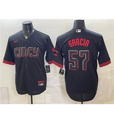 Men's Cincinnati Reds #57 Julian Garcia Black City Connect Cool Base Stitched Baseball Jersey