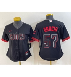 Women's Cincinnati Reds #57 Julian Garcia Black City Connect Stitched Baseball Jersey(Run Small)