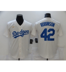 Men's Los Angeles Dodgers #42 Jackie Robinson Cream Nike Game Throwback Jersey