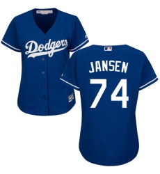 Women's Majestic Los Angeles Dodgers #74 Kenley Jansen Replica Royal Blue Alternate Cool Base MLB Jersey