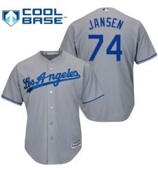 Youth Majestic Los Angeles Dodgers #74 Kenley Jansen Authentic Grey Road Cool Base MLB Jersey