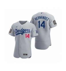 Men's Los Angeles Dodgers #14 Enrique Hernandez Nike Gray 2020 World Series Authentic Jersey