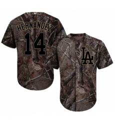Men's Majestic Los Angeles Dodgers #14 Enrique Hernandez Authentic Camo Realtree Collection Flex Base MLB Jersey