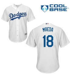 Youth Majestic Los Angeles Dodgers #18 Kenta Maeda Authentic White Home Cool Base MLB Jersey