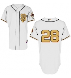 Men's Majestic San Francisco Giants #28 Buster Posey Authentic Cream/Gold No. MLB Jersey