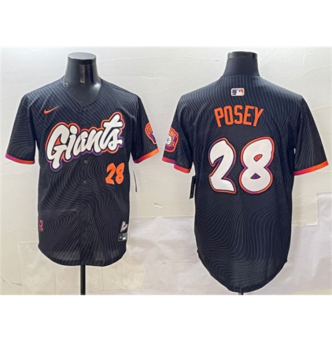 Men's San Francisco Giants #28 Buster Posey Anthracite 2025 City Connect Limited Stitched Baseball Jersey