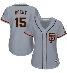 Women's Majestic San Francisco Giants #15 Bruce Bochy Replica Grey Road 2 Cool Base MLB Jersey