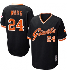 Men's Mitchell and Ness San Francisco Giants #24 Willie Mays Authentic Black Throwback MLB Jersey