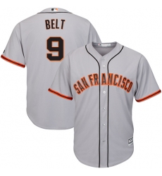 Youth Majestic San Francisco Giants #9 Brandon Belt Replica Grey Road Cool Base MLB Jersey