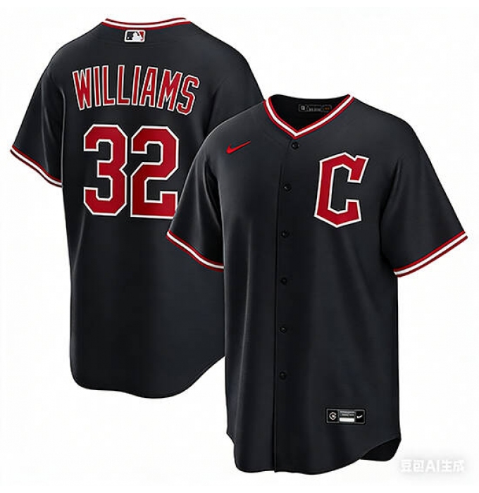 Men's Cleveland Guardians #32 Gavin Williams Navy 2025 Alternate Limited Stitched Baseball Jersey