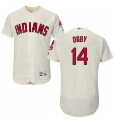 Men's Majestic Cleveland Indians #14 Larry Doby Cream Alternate Flex Base Authentic Collection MLB Jersey