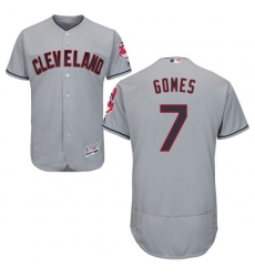 Men's Majestic Cleveland Indians #7 Yan Gomes Grey Road Flex Base Authentic Collection MLB Jersey