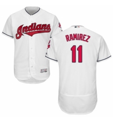 Men's Majestic Cleveland Indians #11 Jose Ramirez White Home Flex Base Authentic Collection MLB Jersey