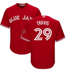 Youth Majestic Toronto Blue Jays #29 Devon Travis Authentic Scarlet Alternate MLB Jersey