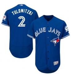Men's Majestic Toronto Blue Jays #2 Troy Tulowitzki Blue Alternate Flex Base Authentic Collection MLB Jersey