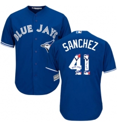 Men's Majestic Toronto Blue Jays #41 Aaron Sanchez Authentic Blue Team Logo Fashion MLB Jersey
