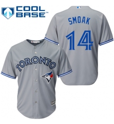 Youth Majestic Toronto Blue Jays #14 Justin Smoak Authentic Grey Road MLB Jersey
