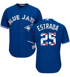 Men's Majestic Toronto Blue Jays #25 Marco Estrada Authentic Blue Team Logo Fashion MLB Jersey