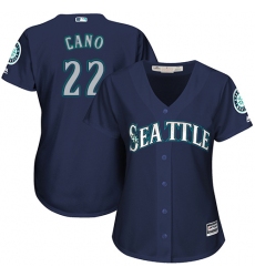 Women's Majestic Seattle Mariners #22 Robinson Cano Authentic Navy Blue Alternate 2 Cool Base MLB Jersey