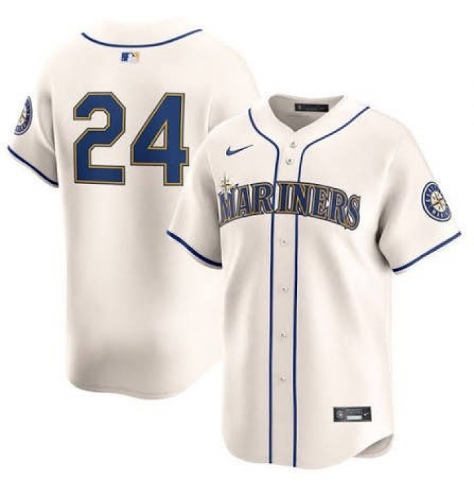 Men's Seattle Mariners #24 Ken Griffey Jr. Cream Cool Base Jersey