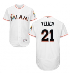 Men's Majestic Miami Marlins #21 Christian Yelich White Home Flex Base Authentic Collection MLB Jersey