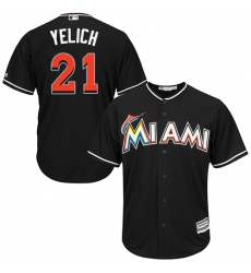 Youth Majestic Miami Marlins #21 Christian Yelich Authentic Black Alternate 2 Cool Base MLB Jersey