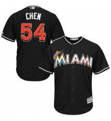 Men's Majestic Miami Marlins #54 Wei-Yin Chen Replica Black Alternate 2 Cool Base MLB Jersey