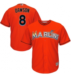 Youth Majestic Miami Marlins #8 Andre Dawson Replica Orange Alternate 1 Cool Base MLB Jersey