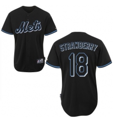Men's Majestic New York Mets #18 Darryl Strawberry Replica Black Fashion MLB Jersey
