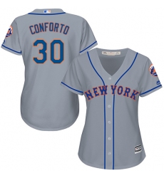 Women's Majestic New York Mets #30 Michael Conforto Replica Grey Road Cool Base MLB Jersey