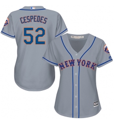 Women's Majestic New York Mets #52 Yoenis Cespedes Authentic Grey Road Cool Base MLB Jersey