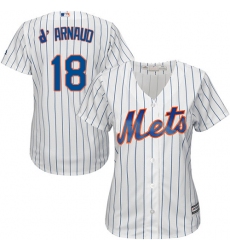 Women's Majestic New York Mets #18 Travis d'Arnaud Authentic White Home Cool Base MLB Jersey