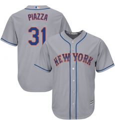 Youth Majestic New York Mets #31 Mike Piazza Replica Grey Road Cool Base MLB Jersey