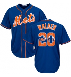 Men's Majestic New York Mets #20 Neil Walker Authentic Royal Blue Team Logo Fashion Cool Base MLB Jersey