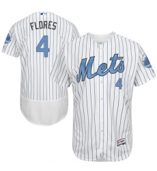 Men's Majestic New York Mets #4 Wilmer Flores Authentic White 2016 Father's Day Fashion Flex Base MLB Jersey
